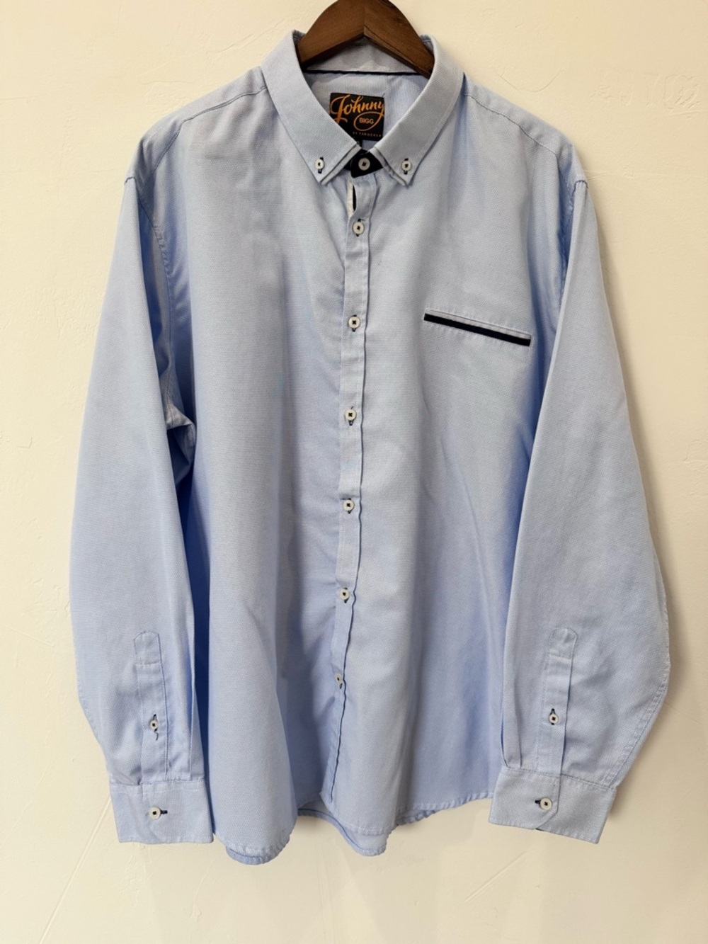 Johnny Bigg Button Down Long Sleeve Light Blue Tic Weave Men's Size 3XL